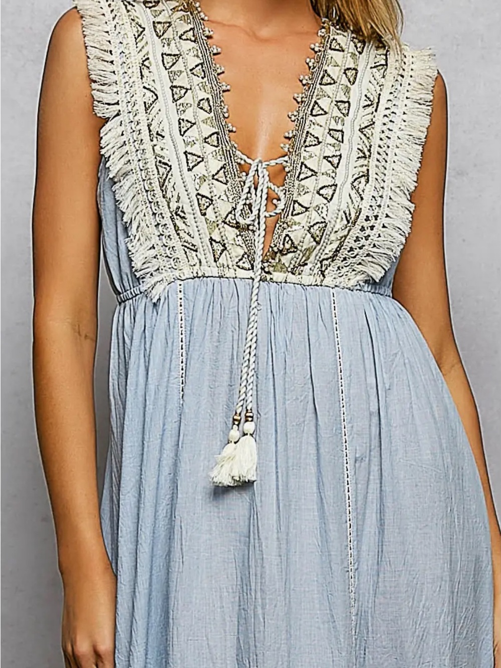 🆕🤍POL BOHO BLUE DRESS - Picture 5 of 5